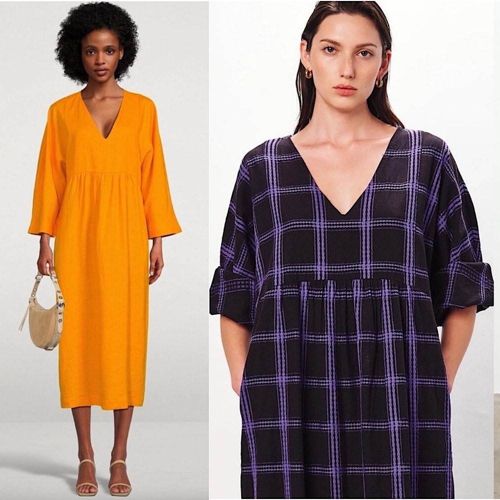 MARA HOFFMAN Colorful Stripe Crinkled Hemp V-Neck Oversized Kaftan Maxi‎ Dress S - Picture 7 of 7